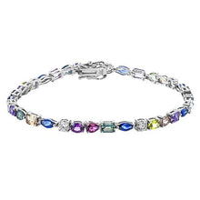 Load image into Gallery viewer, Simon G. Mixed - Cut Rainbow Sapphire &amp; Diamond Bracelet
