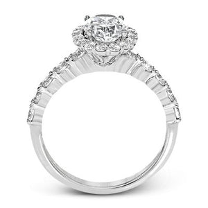 Simon G. Oval Cut Halo Shared Prong Diamond Engagement Ring