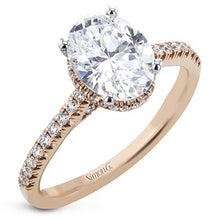 Load image into Gallery viewer, Simon G. Oval Cut Hidden Halo Diamond Engagement Ring
