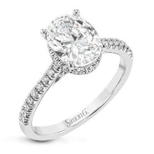 Load image into Gallery viewer, Simon G. Oval Cut Hidden Halo Diamond Engagement Ring
