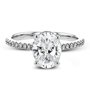 Simon G. Oval Cut Hidden Halo Diamond Engagement Ring