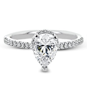 Simon G. Pear Cut Hidden Halo Diamond Engagement Ring