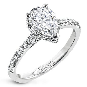 Simon G. Pear Cut Hidden Halo Diamond Engagement Ring