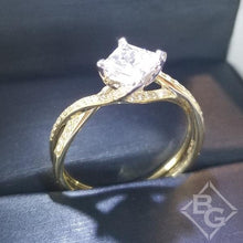 Load image into Gallery viewer, Simon G. Princess-Cut &quot;Twist&quot; Split Shank Diamond Engagement Ring
