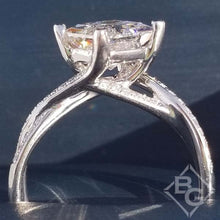 Load image into Gallery viewer, Simon G. Princess-Cut &quot;Twist&quot; Split Shank Diamond Engagement Ring
