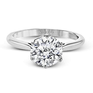 Simon G. 18K White Gold Six Prong Crown Head Classic Solitaire Diamond Engagement Ring