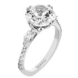 Load image into Gallery viewer, Simon G. Three Stone Round Cut Diamond Engagement Ring with Pear Cut Side Diamonds
