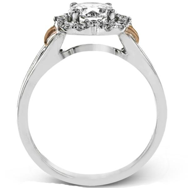 Simon G. Two-Tone Halo Split Shank Diamond Engagement Ring