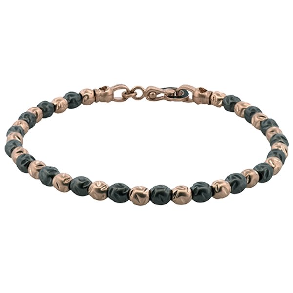 Simon G. Two-Tone Men's Hammered Bead Bracelet