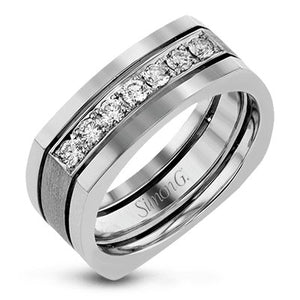 Simon G. Two-Tone Mens Round Cut Diamond Ring