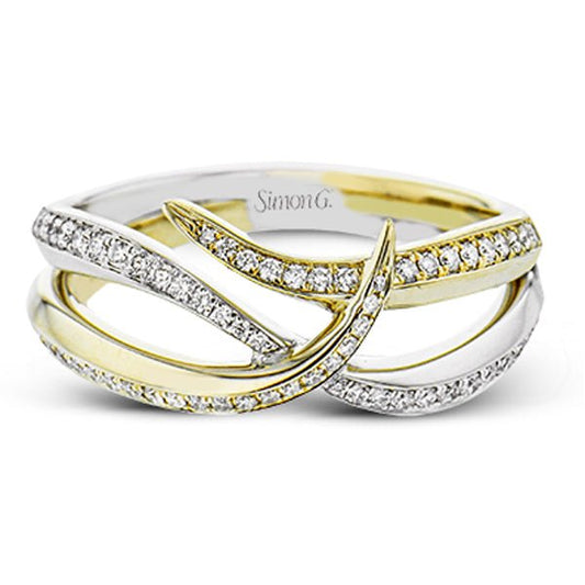 Simon G. Two-Tone Pave Set Bypass Right Hand Diamond Ring