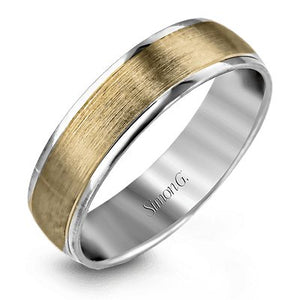 Simon G. White Gold Satin Finished High Polish Edge Wedding Band