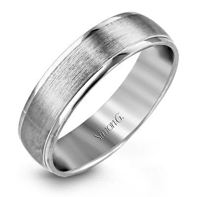 Simon G. White Gold Satin Finished High Polish Edge Wedding Band