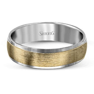 Simon G. White Gold Satin Finished High Polish Edge Wedding Band