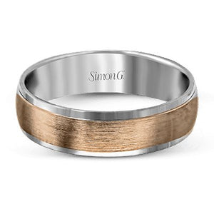 Simon G. White Gold Satin Finished High Polish Edge Wedding Band