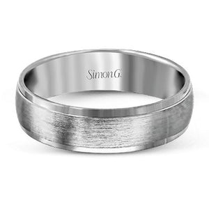 Simon G. White Gold Satin Finished High Polish Edge Wedding Band