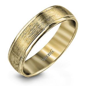 Simon G. White Gold Satin Finished High Polish Edge Wedding Band