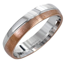 Load image into Gallery viewer, Simon G. White &amp; Rose Gold &quot;Brushed&quot; Two-Tone Men&#39;s Wedding Band
