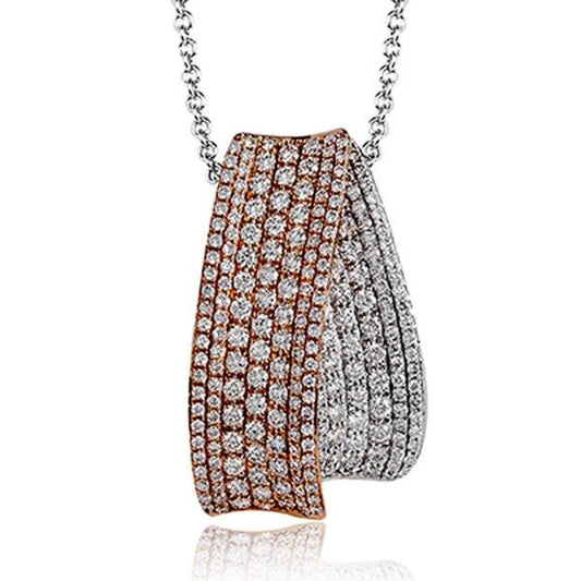 Simon G. White & Rose Gold Crossover Pave Set Diamond Pendant