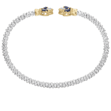 Load image into Gallery viewer, Vahan Sterling Silver &amp; 14K Yellow Gold Blue Sapphire Leaf Diamond Bracelet
