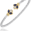 Load image into Gallery viewer, Vahan Sterling Silver &amp; 14K Yellow Gold Blue Sapphire Leaf Diamond Bracelet
