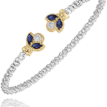 Load image into Gallery viewer, Vahan Sterling Silver &amp; 14K Yellow Gold Blue Sapphire Leaf Diamond Bracelet
