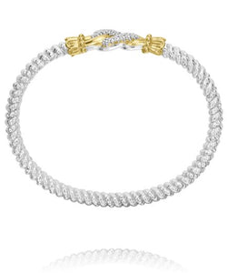 Vahan Sterling Silver & 14K Yellow Gold Diamond Interlocking Twist Bracelet