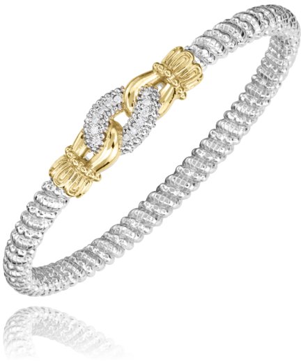 Vahan Sterling Silver & 14K Yellow Gold Diamond Interlocking Twist Bracelet