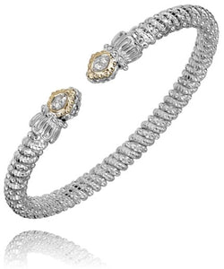 Vahan Sterling Silver & 14K Yellow Gold Diamond Pave "Spades" Bangle Bracelet