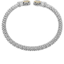 Load image into Gallery viewer, Vahan Sterling Silver &amp; 14K Yellow Gold Diamond Pave &quot;Spades&quot; Bangle Bracelet
