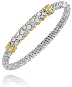 Vahan Sterling Silver & 14K Yellow Gold Diamond Radiant Bangle Bracelet