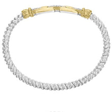 Load image into Gallery viewer, Vahan Sterling Silver &amp; 14K Yellow Gold High Polish Rectangular Link Diamond Bracelet
