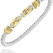 Load image into Gallery viewer, Vahan Sterling Silver &amp; 14K Yellow Gold High Polish Rectangular Link Diamond Bracelet
