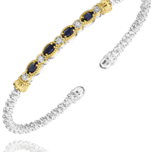 Load image into Gallery viewer, Vahan Sterling Silver &amp; 14K Yellow Gold Oval Blue Sapphire &amp; Diamond Bracelet
