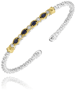 Vahan Sterling Silver & 14K Yellow Gold Oval Blue Sapphire & Diamond Bracelet