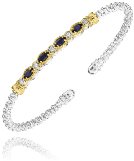 Vahan Sterling Silver & 14K Yellow Gold Oval Blue Sapphire & Diamond Bracelet