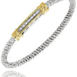 Load image into Gallery viewer, Vahan Sterling Silver &amp; Yellow Gold Diamond Seven Diamond Bar Bangle Bracelet
