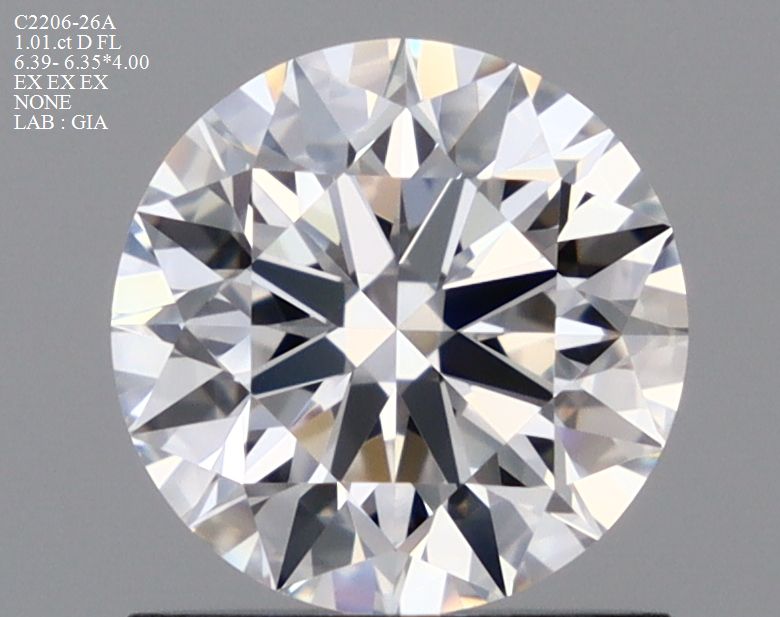 3465339698- 1.01 ct round GIA certified Loose diamond, D color | FL clarity | EX cut