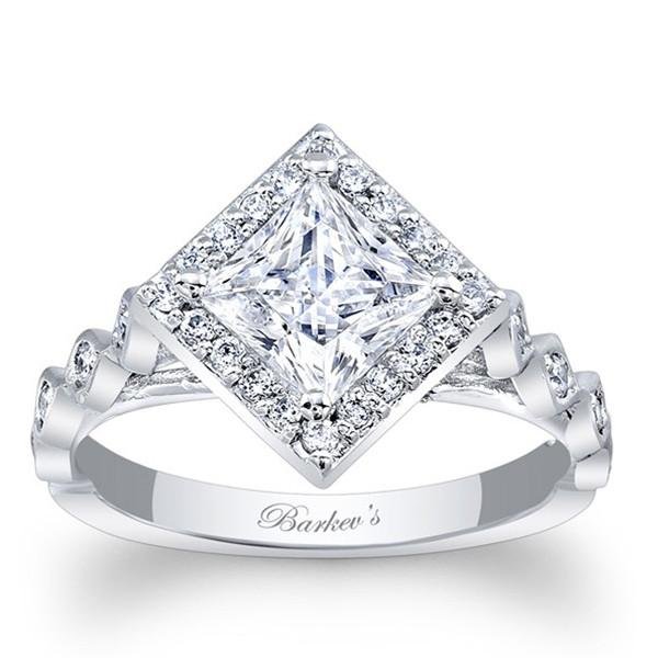 Barkev's Radiant Cut Black and White Diamond Halo Ring