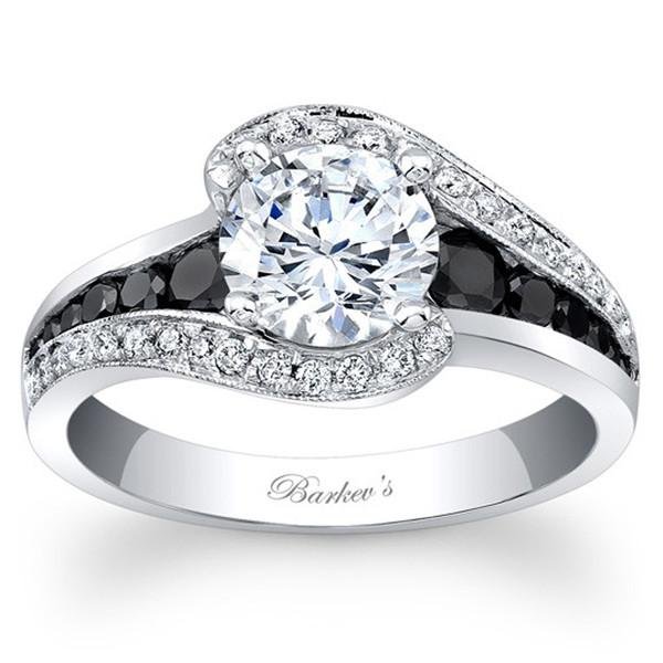 Barkev's Radiant Cut Black and White Diamond Halo Ring