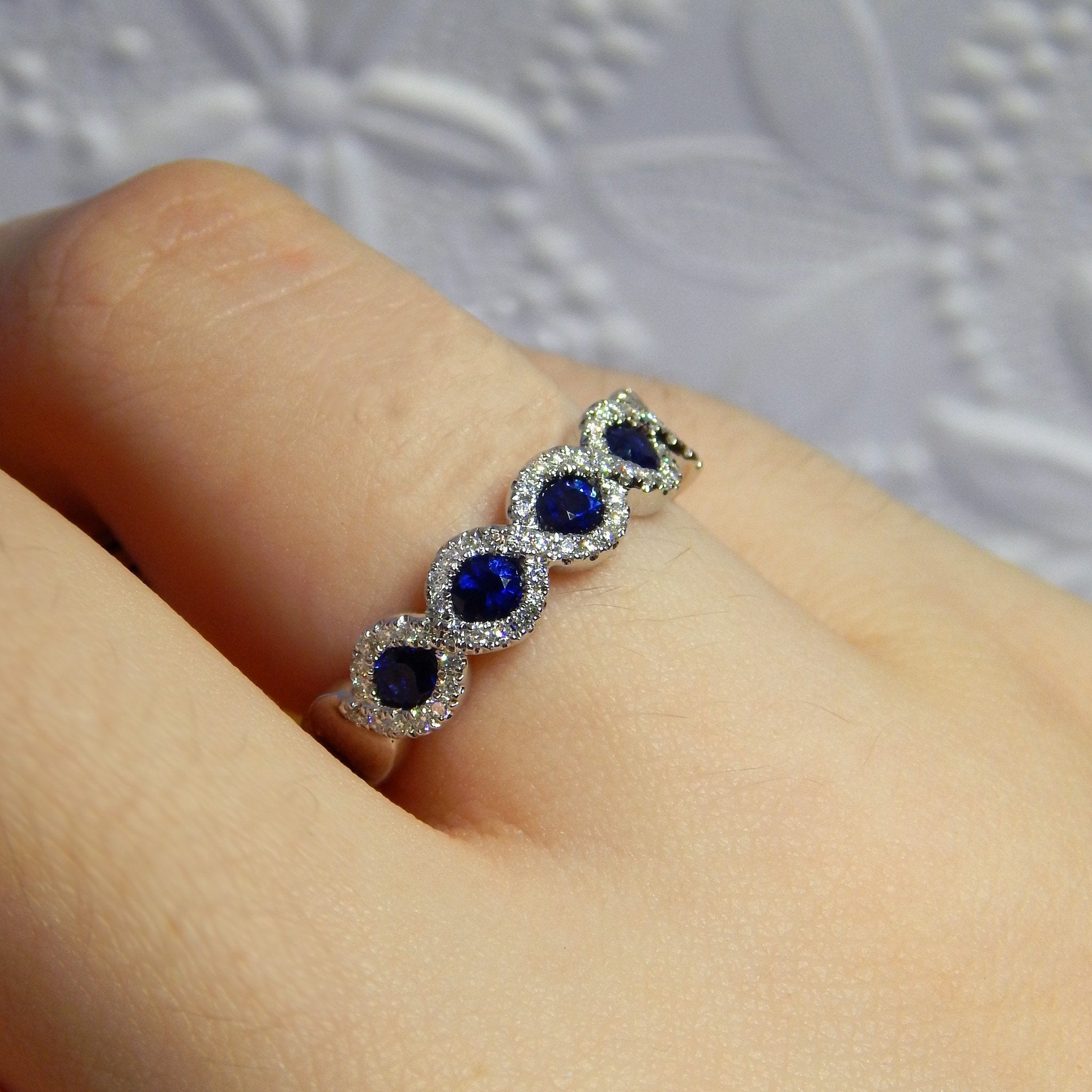 Multicolored Sapphire and Diamonds Crisscross Style Color Stone