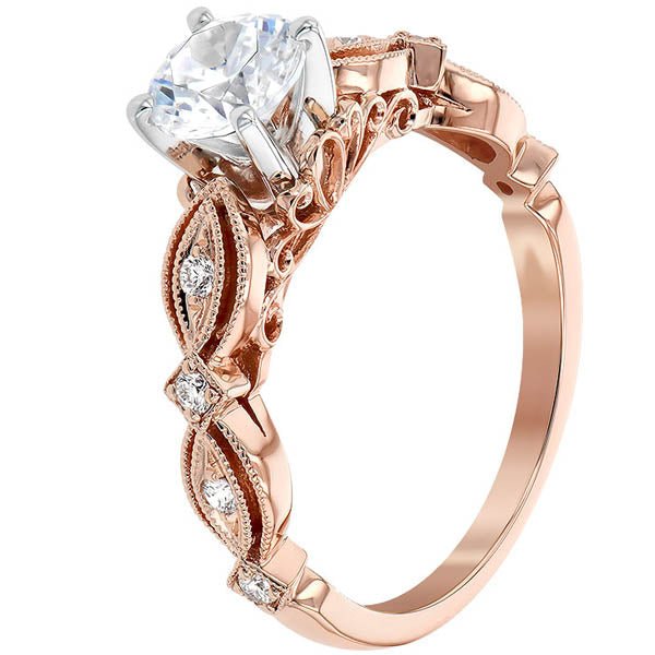 Oval Black Rutilated Quartz Engagement Ring Set Vintage Rose Gold Blac –  PENFINE