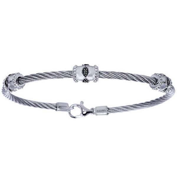Adjustable Twisted Cable Stainless Steel Bangle with Sterling Silver M  Initial Charm, Shop 925 Silver & stainless Steel Steel My Heart Bangles