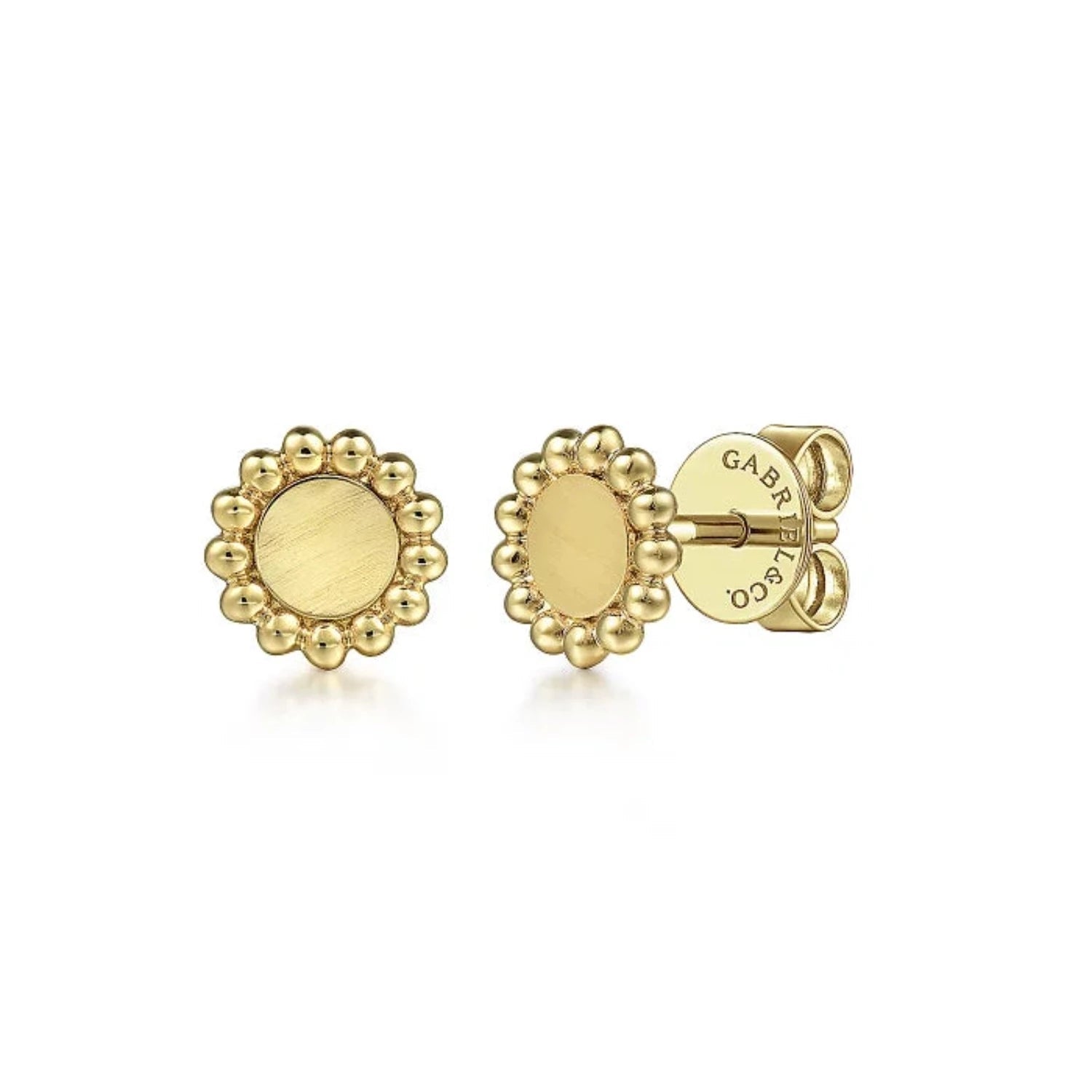 14K Gold Plain Round Disk Post Earrings