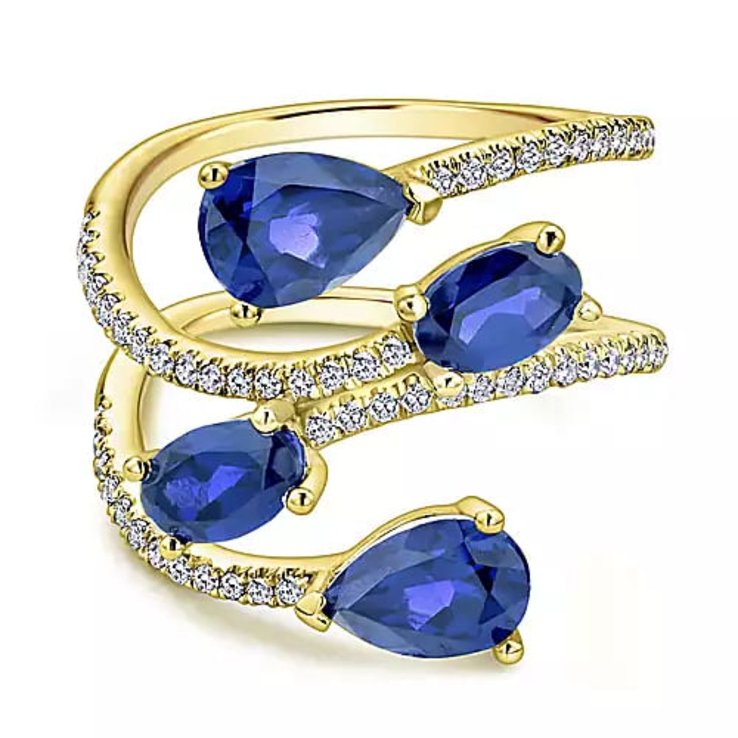 14K White Gold Diamond and Marquise Blue Sapphire Wide Band Ring | Shop 14k  White Gold Lusso Color Rings | Gabriel & Co