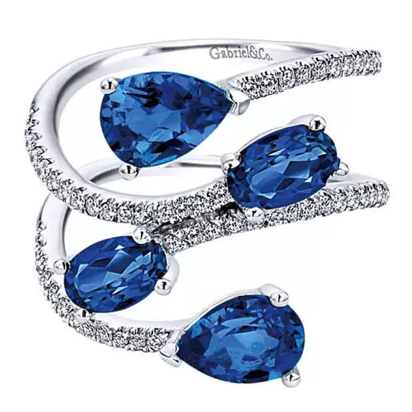 Gabriel & Co. Contemporary 14 Karat Blue Sapphire Ring – Williams Jewelers