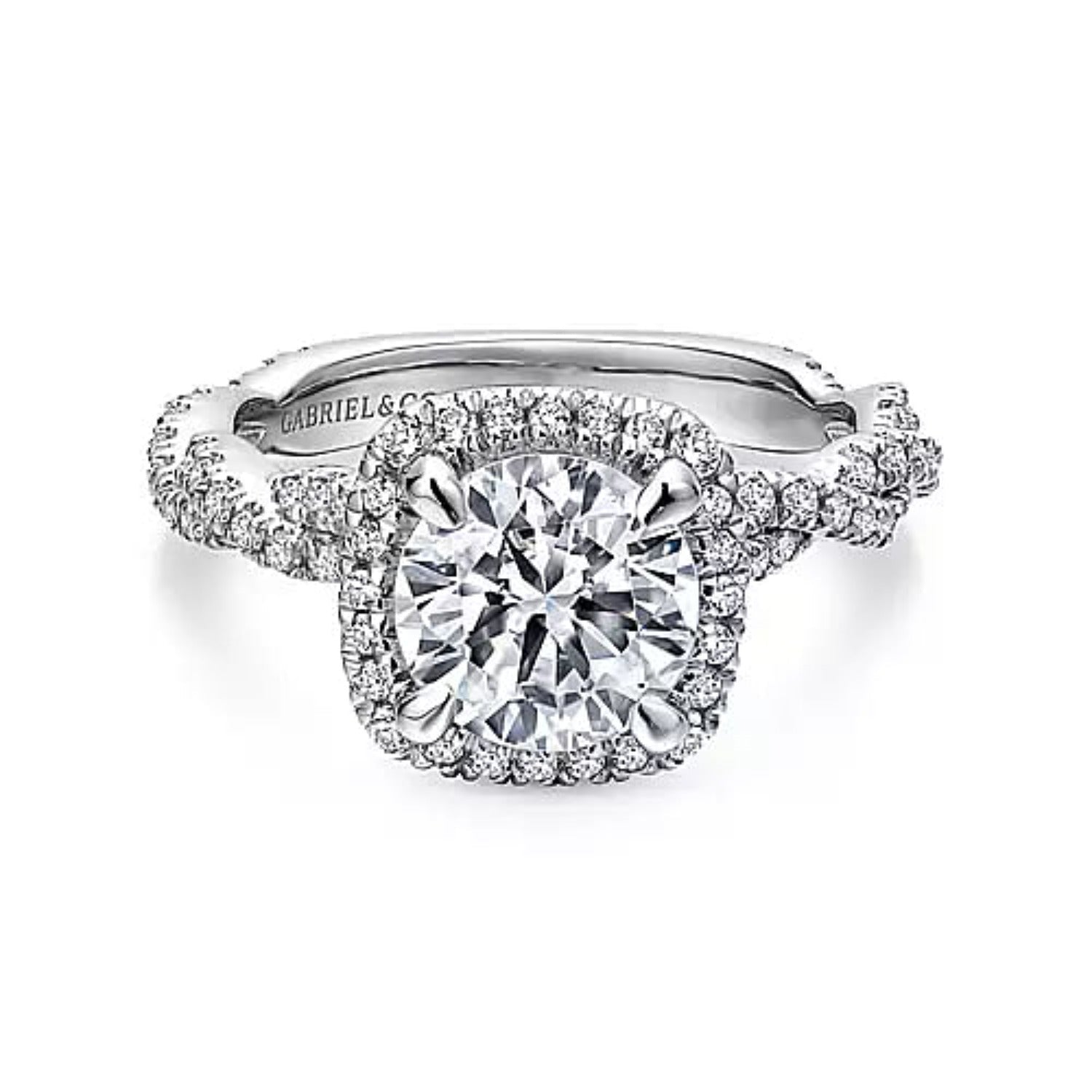 Cushion halo sale twist engagement ring