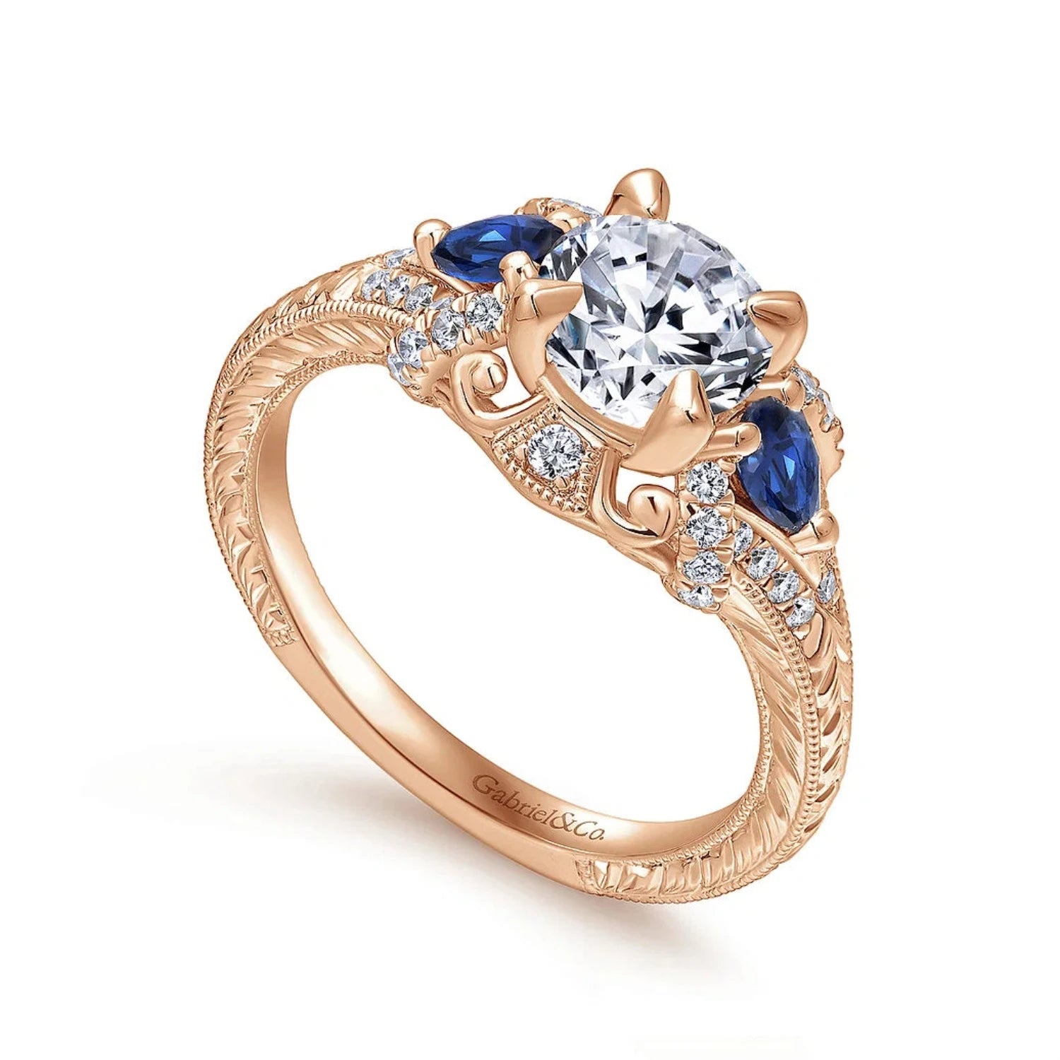 14K 5-Stone Sapphire and Diamond Engagement Ring | Dallas TX