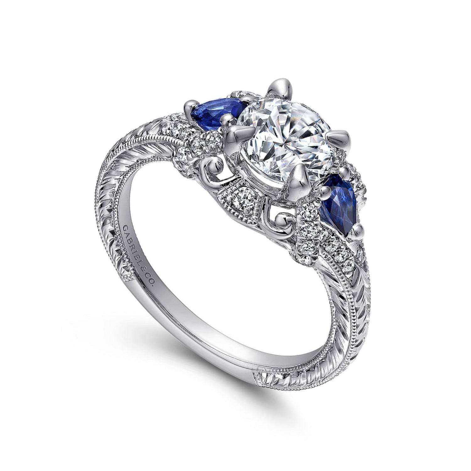14K White Gold Marquise Station Sapphire and Diamond Ring | Shop 14k White  Gold Stackable Rings | Gabriel & Co