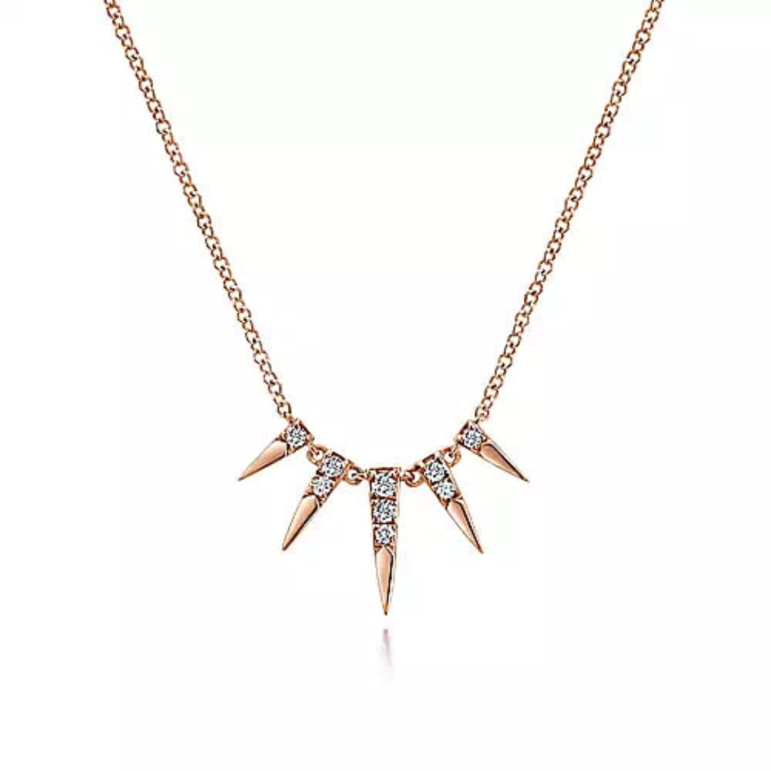 Gabriel & Co. Five Golden Spike Diamond Necklace